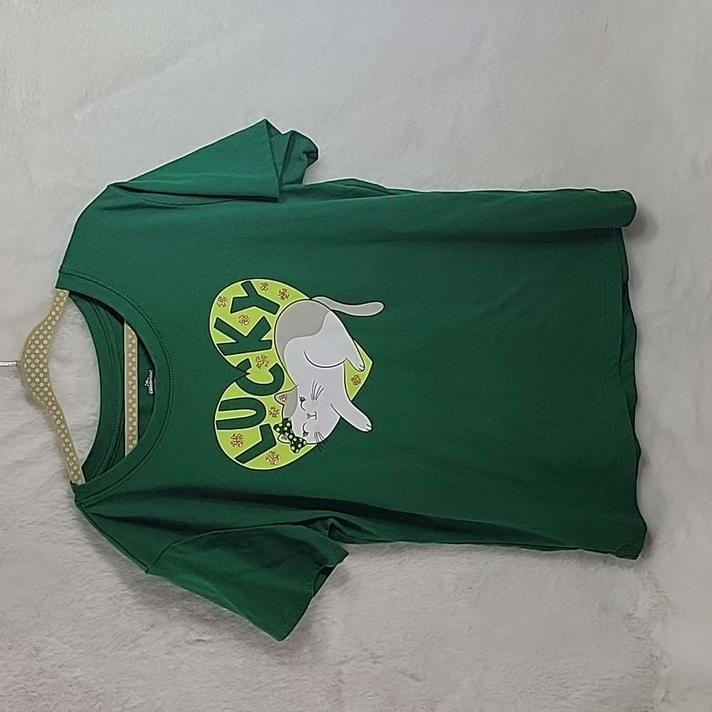 St Patrick's Day Lucy Cat T-Shirt Large- 10-12